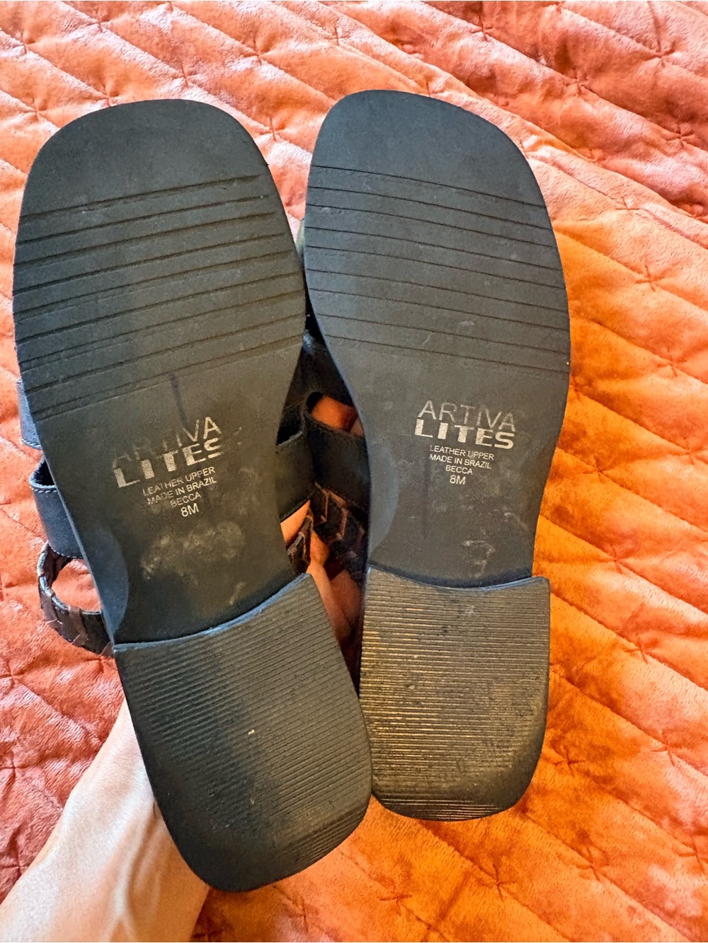 Ativa Women’s Black Leather Slide Sandals with Brown Buckle Detail - Picture 5 of 8